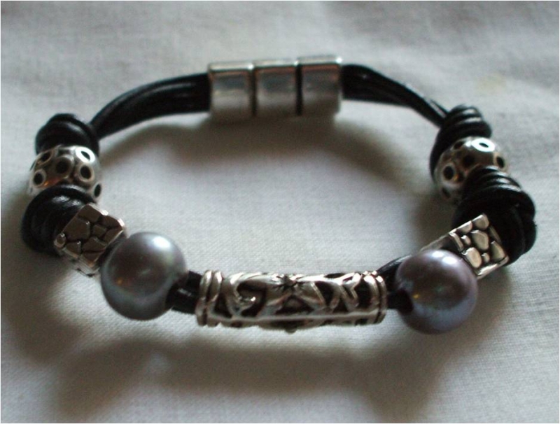 pulsera perlas una linea